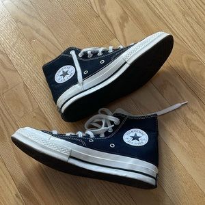 Black hi-top platform converse